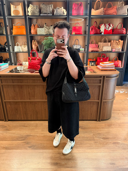 GUCCI BY TOM FORD BLACK GG CANVAS JACKIE SHOULDER BAG