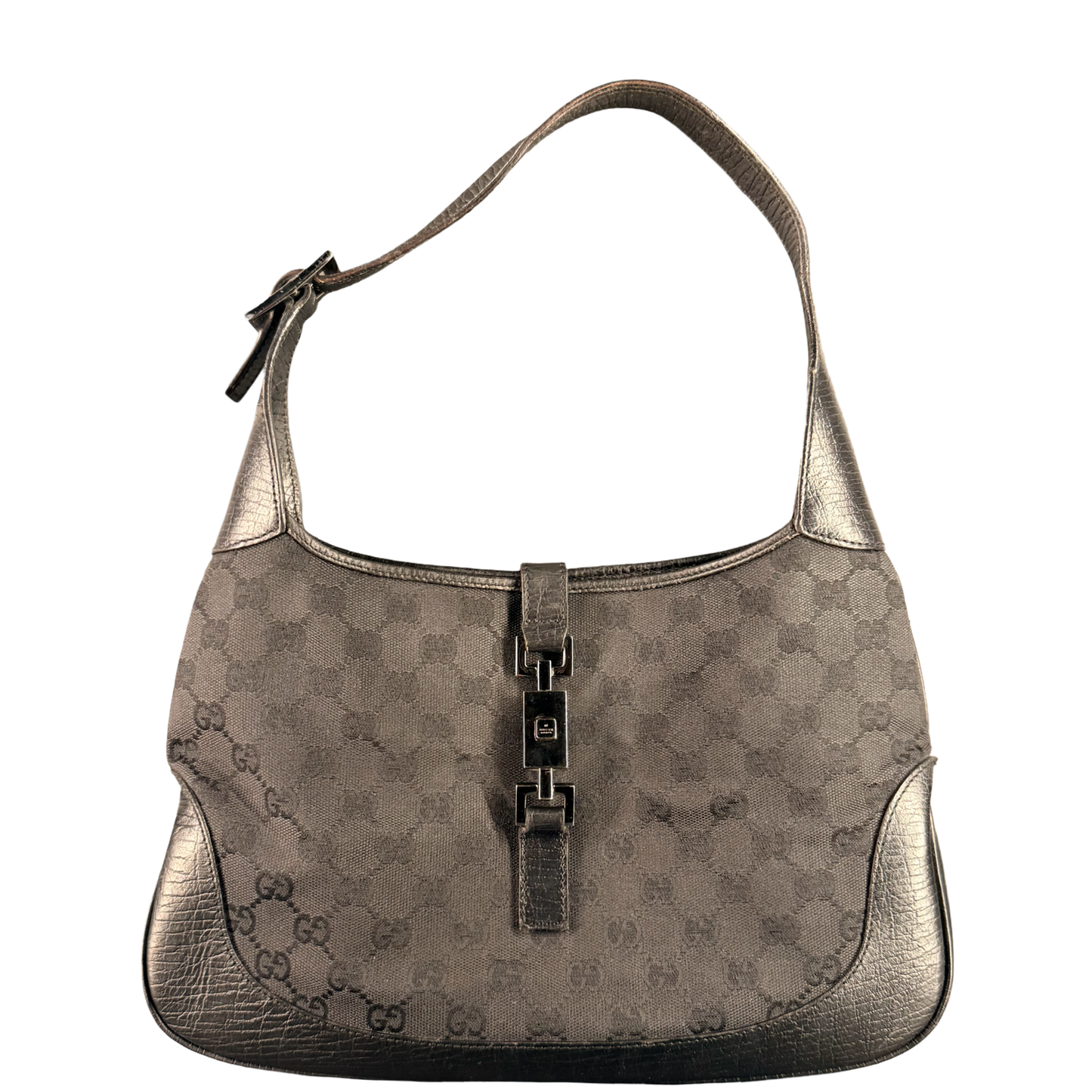 GUCCI BY TOM FORD BLACK GG CANVAS JACKIE SHOULDER BAG