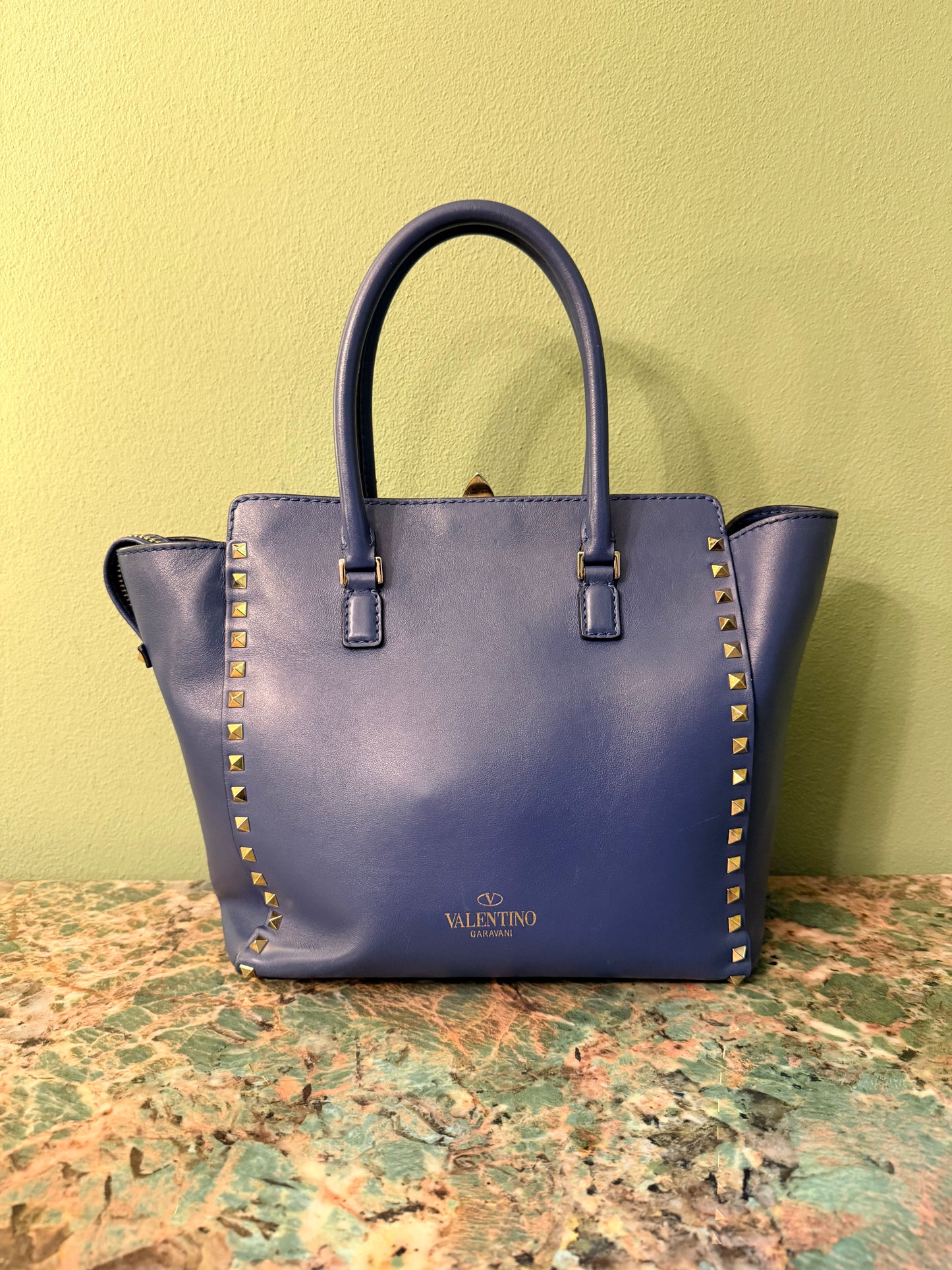VALENTINO BLUE ROCKSTUD TWO WAY HANDBAG