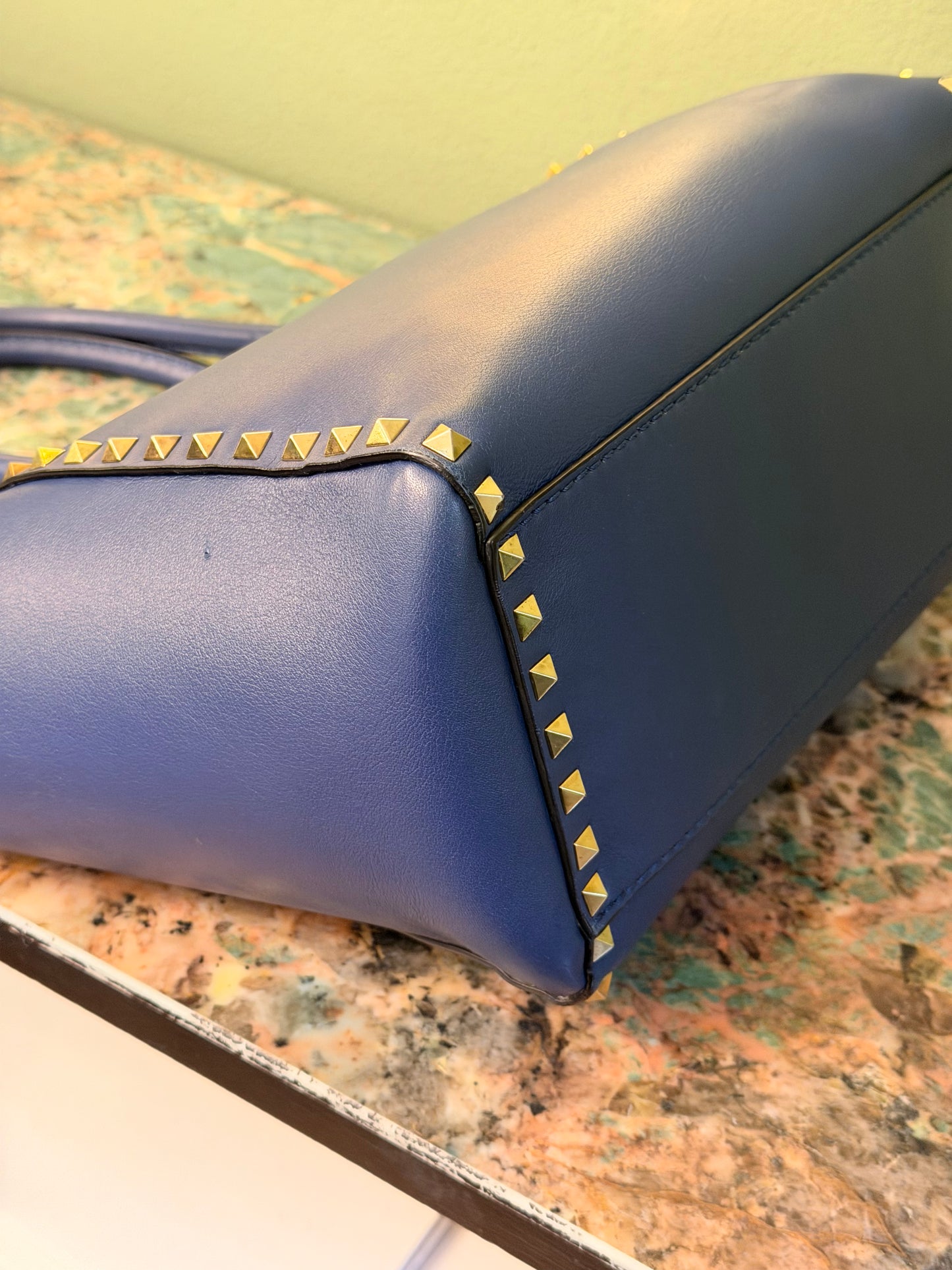 VALENTINO BLUE ROCKSTUD TWO WAY HANDBAG