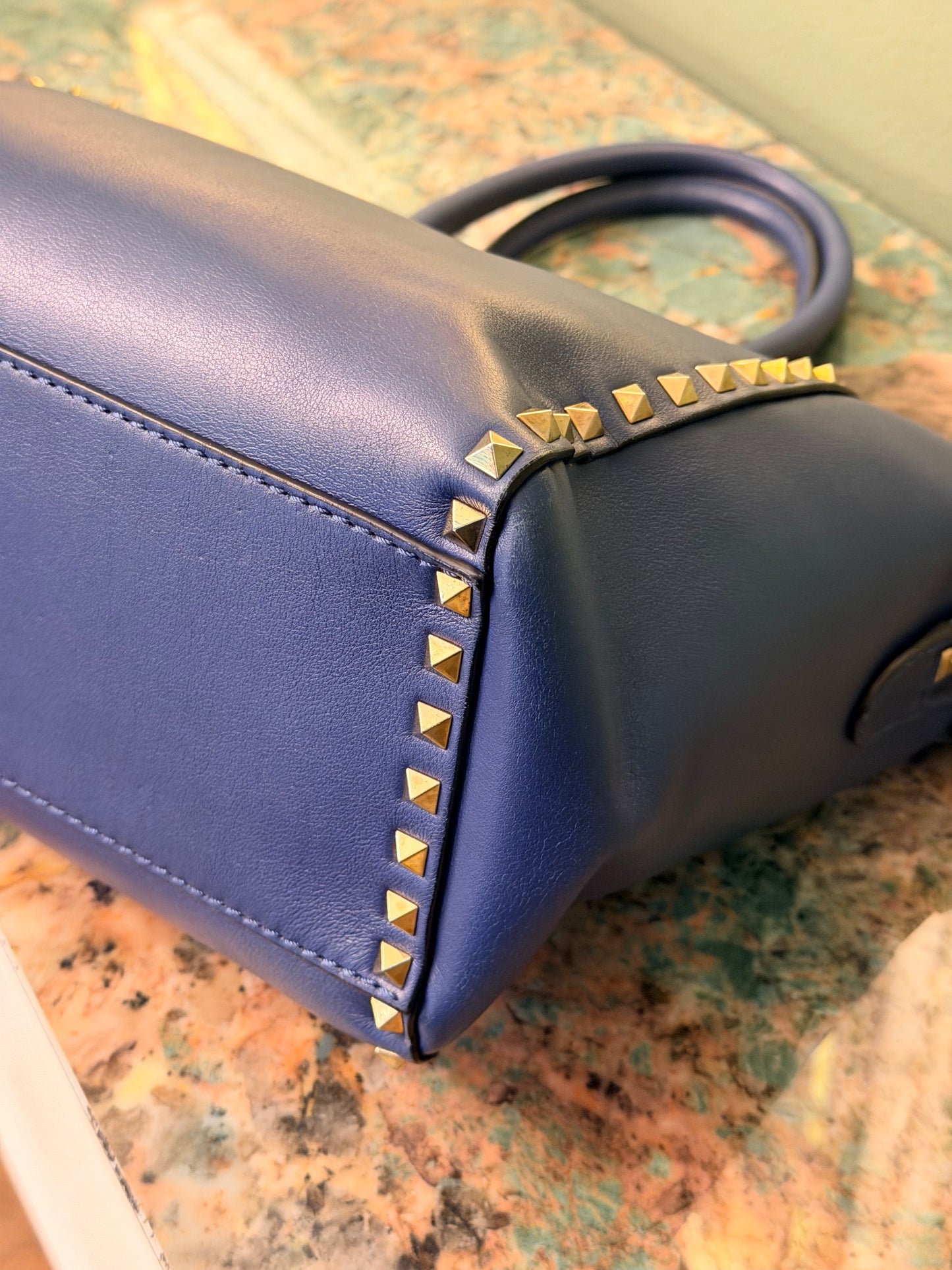 VALENTINO BLUE ROCKSTUD TWO WAY HANDBAG