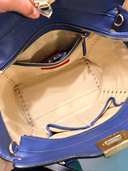 VALENTINO BLUE ROCKSTUD TWO WAY HANDBAG