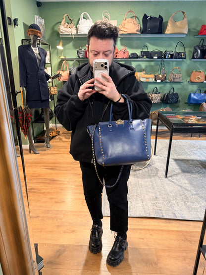 VALENTINO BLUE ROCKSTUD TWO WAY HANDBAG