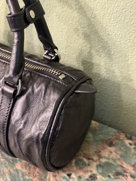 PRADA BLACK DISTRESSED NAPPA SMALL ANTIQUE HANDBAG