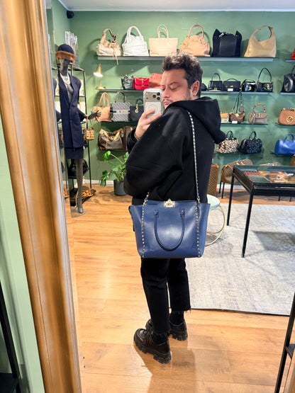 VALENTINO BLUE ROCKSTUD TWO WAY HANDBAG