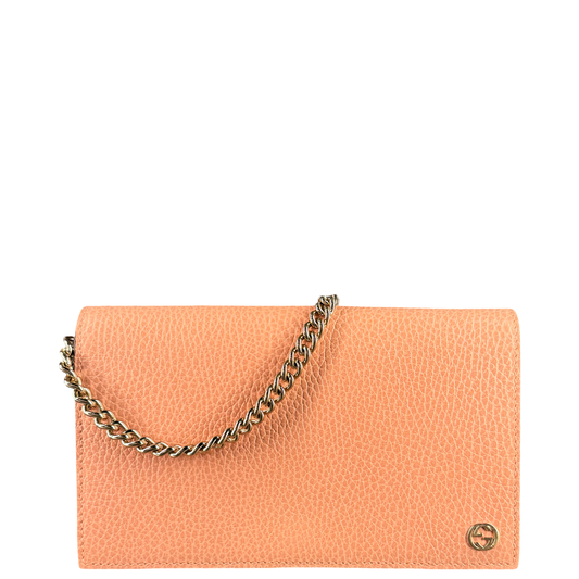GUCCI PINK INTERLOCKING WALLET ON CHAIN