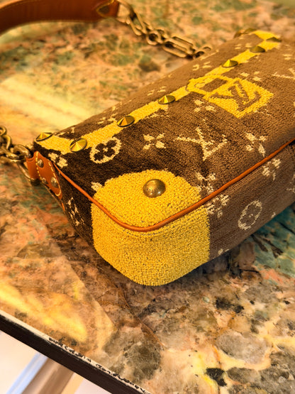 LOUIS VUITTON VELVET MONOGRAM TROMPE L’OEIL POCHETTE ACCESSOIRES