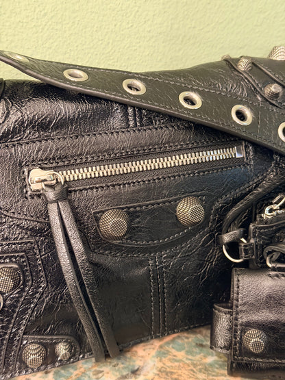 BALENCIAGA BLACK LE CAGOLE FLAP CROSSBODY BAG