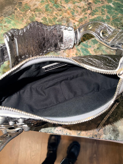 BALENCIAGA SILVER LE CAGOLE XS SHOULDER BAG