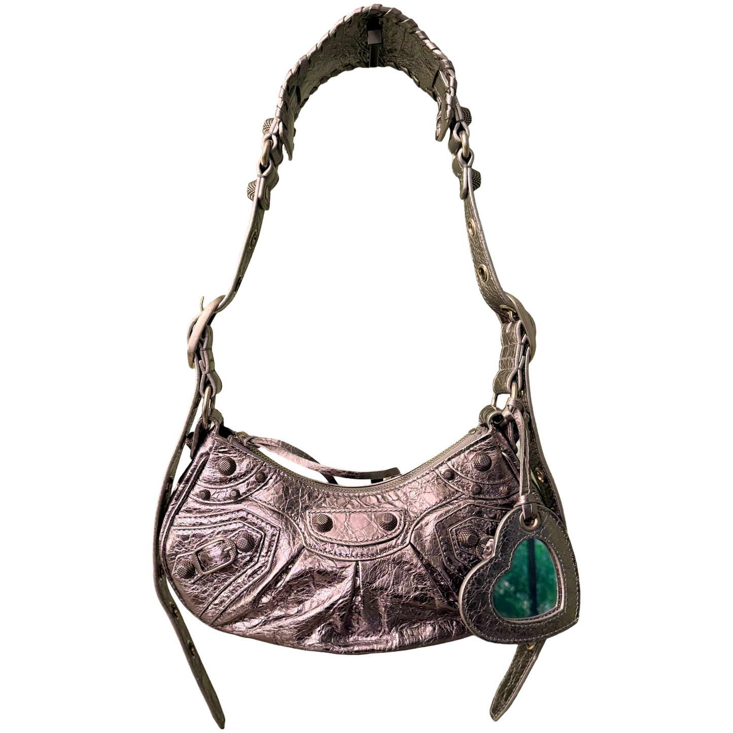 BALENCIAGA SILVER LE CAGOLE XS SHOULDER BAG