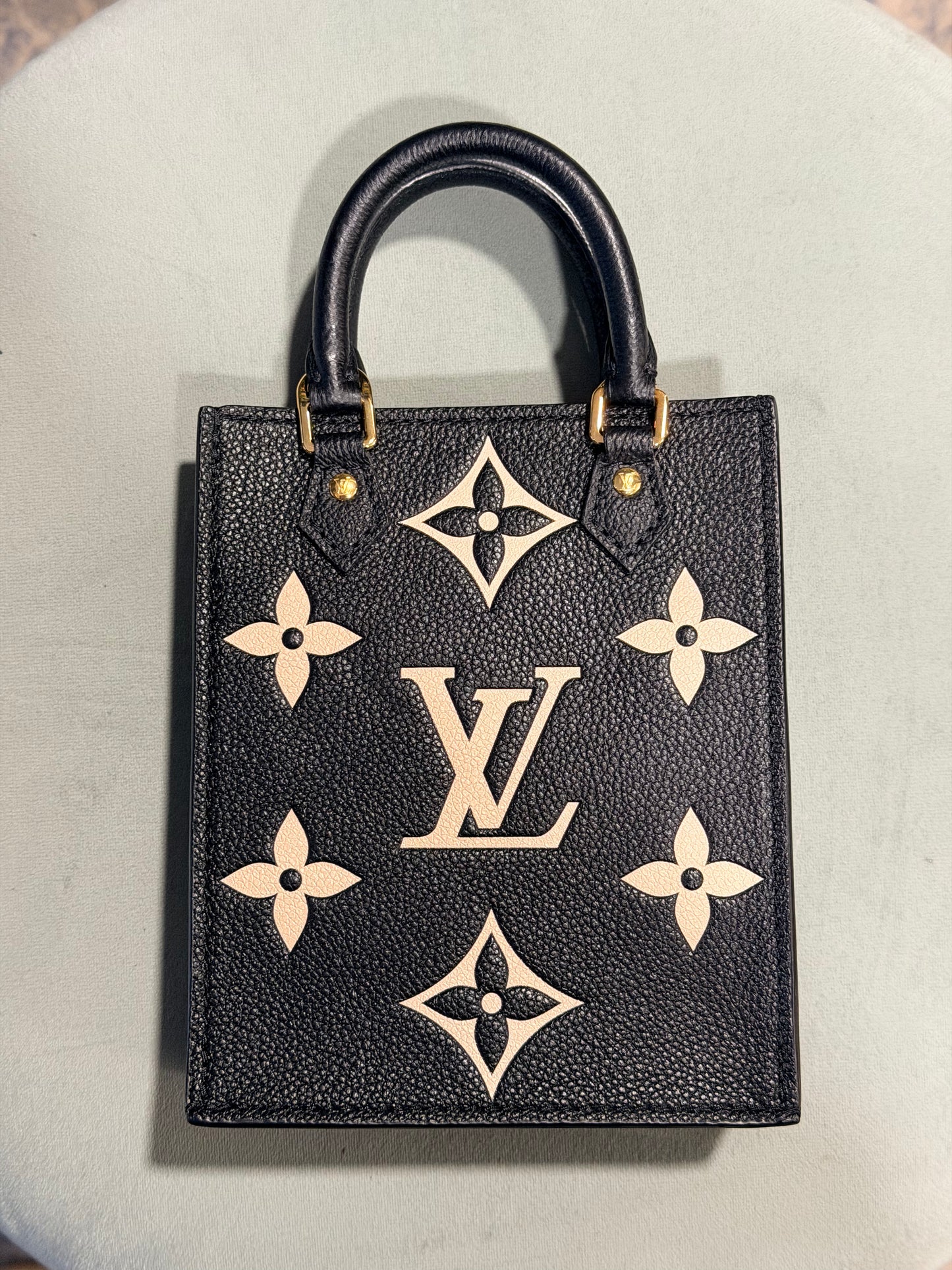LOUIS VUITTON BLACK EMPREINTE LEATHER PETIT SAC PLAT CROSSBODY BAG
