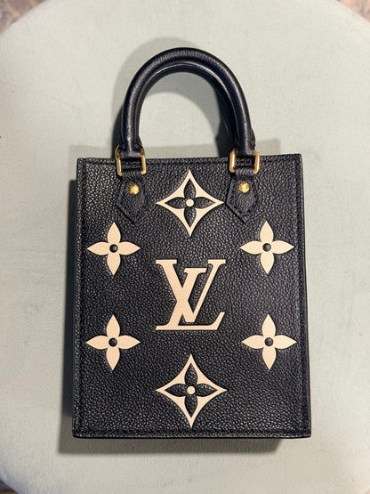 LOUIS VUITTON BLACK EMPREINTE LEATHER PETIT SAC PLAT CROSSBODY BAG