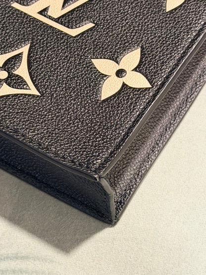 LOUIS VUITTON BLACK EMPREINTE LEATHER PETIT SAC PLAT CROSSBODY BAG