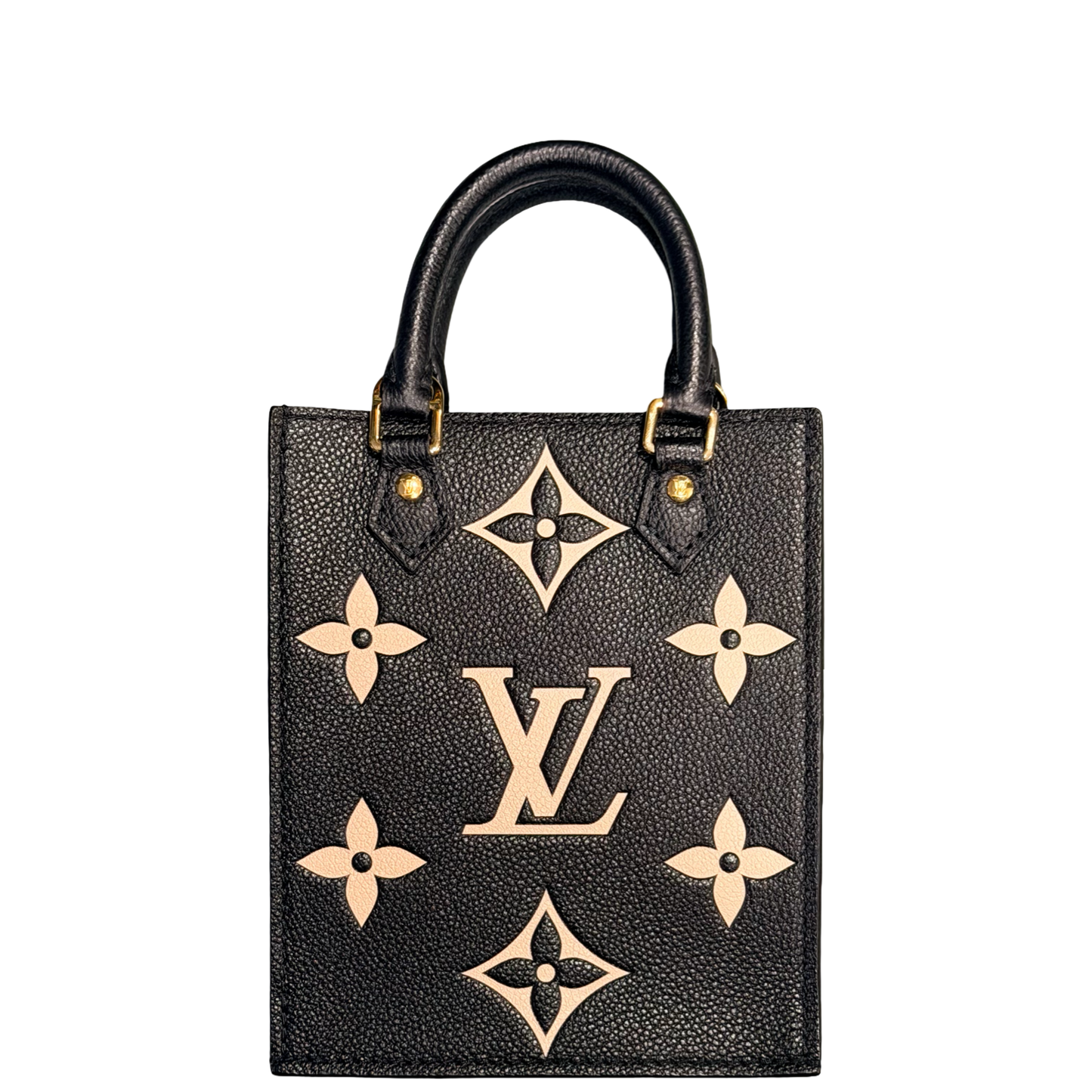 LOUIS VUITTON BLACK EMPREINTE LEATHER PETIT SAC PLAT CROSSBODY BAG