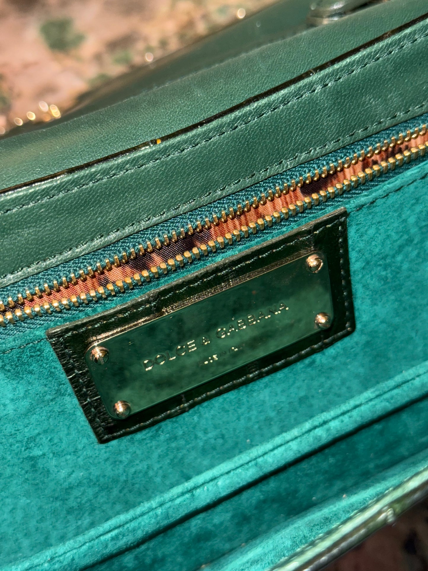 DOLCE & GABBANA GREEN EEL SHOULDER BAG