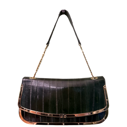 DOLCE & GABBANA GREEN EEL SHOULDER BAG