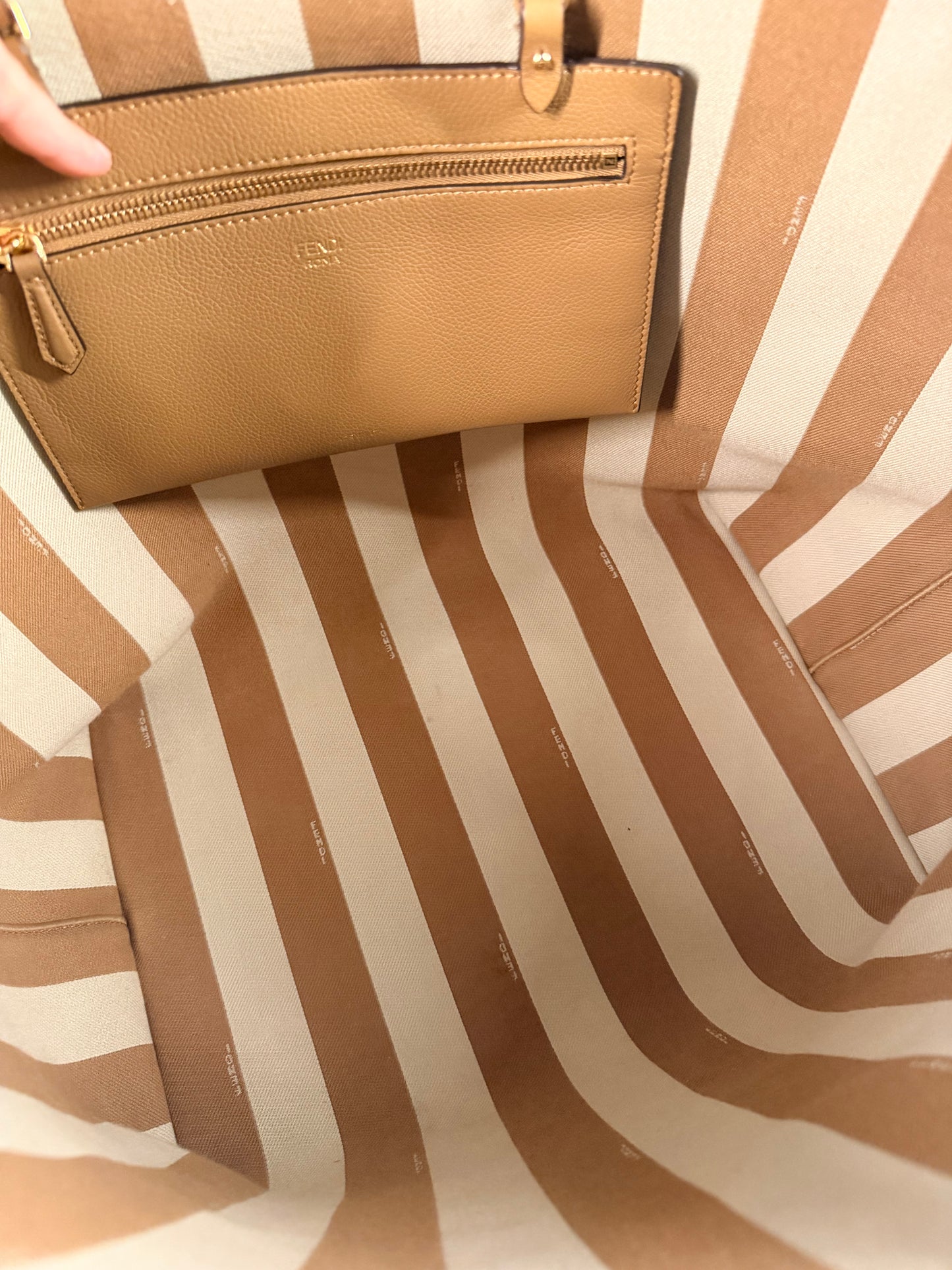 FENDI BEIGE ZUCCA LARGE ROLL SHOPPER TOTE