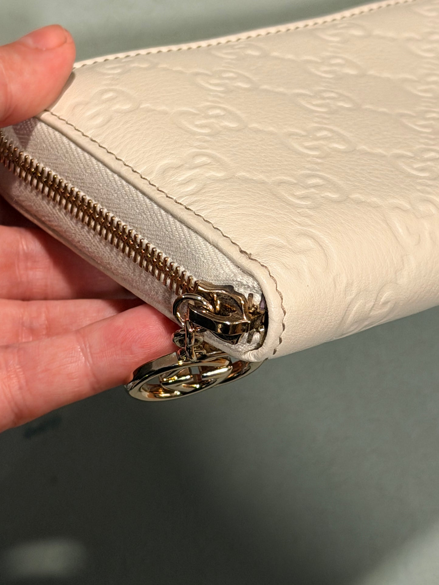 GUCCI CREAM GUCCISSIMA LONG ZIPPY WALLET