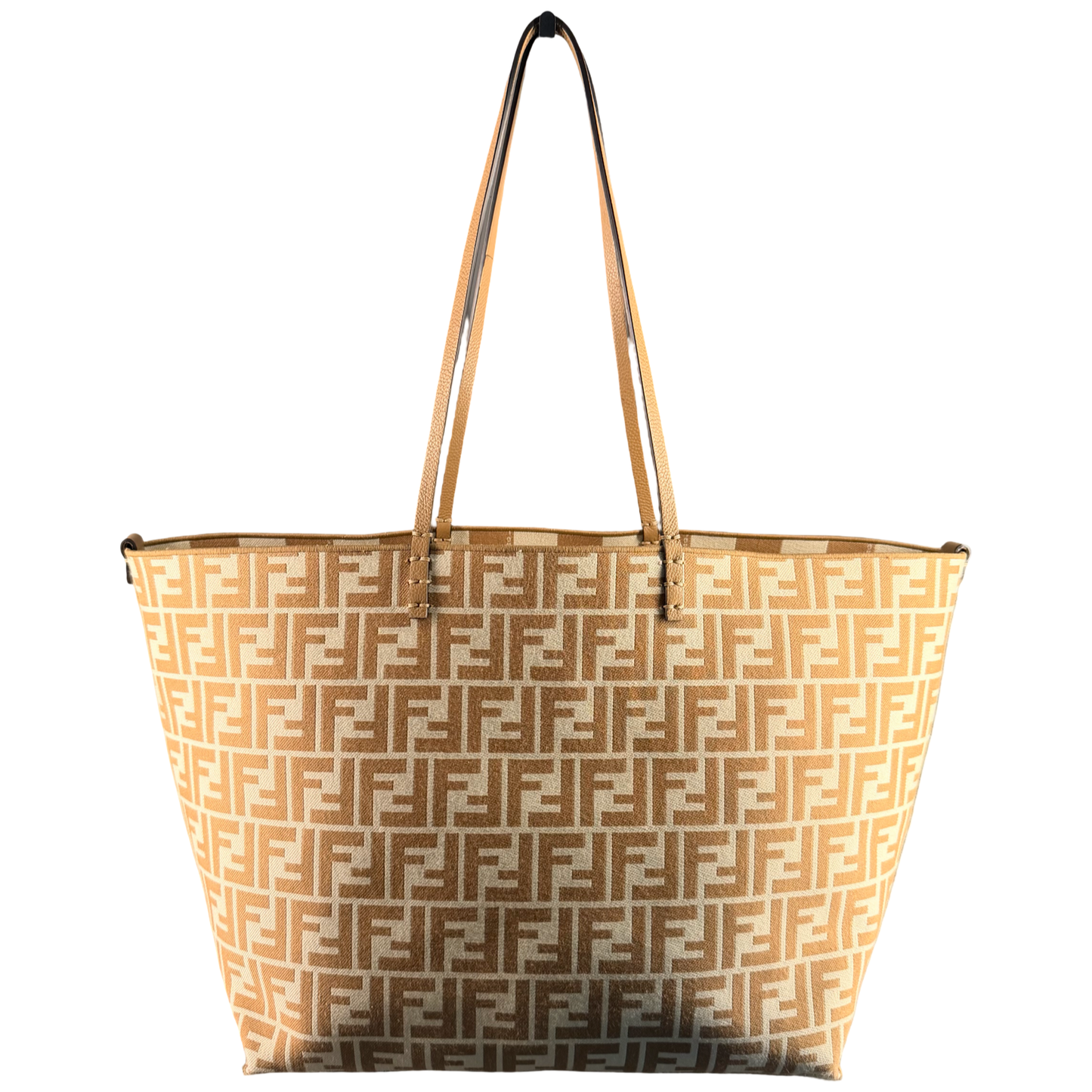 FENDI BEIGE ZUCCA LARGE ROLL SHOPPER TOTE