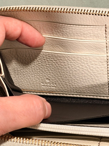 GUCCI CREAM GUCCISSIMA LONG ZIPPY WALLET