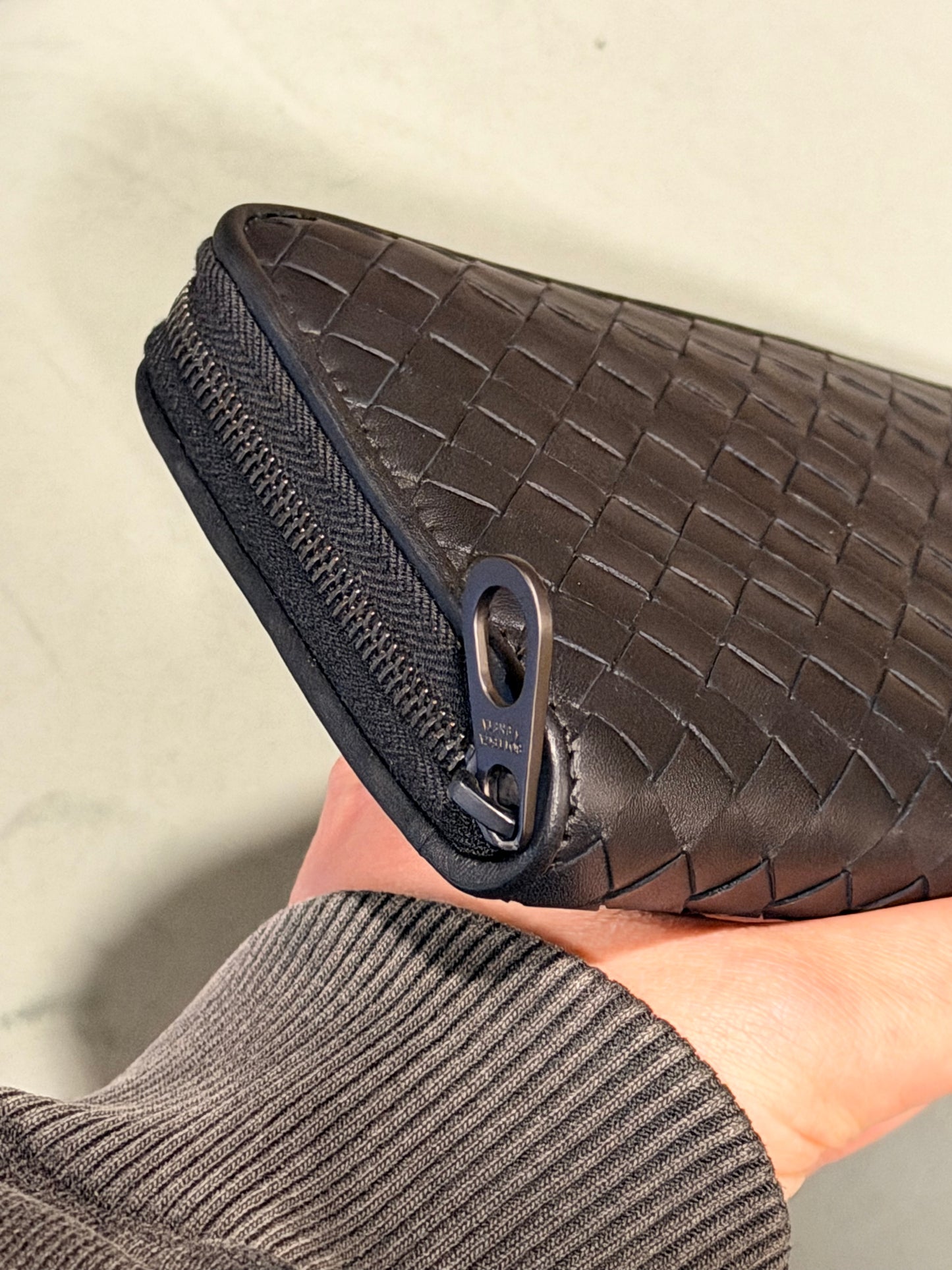 BOTTEGA VENETA BLACK INTRECCIATO LONG ZIPPY WALLET