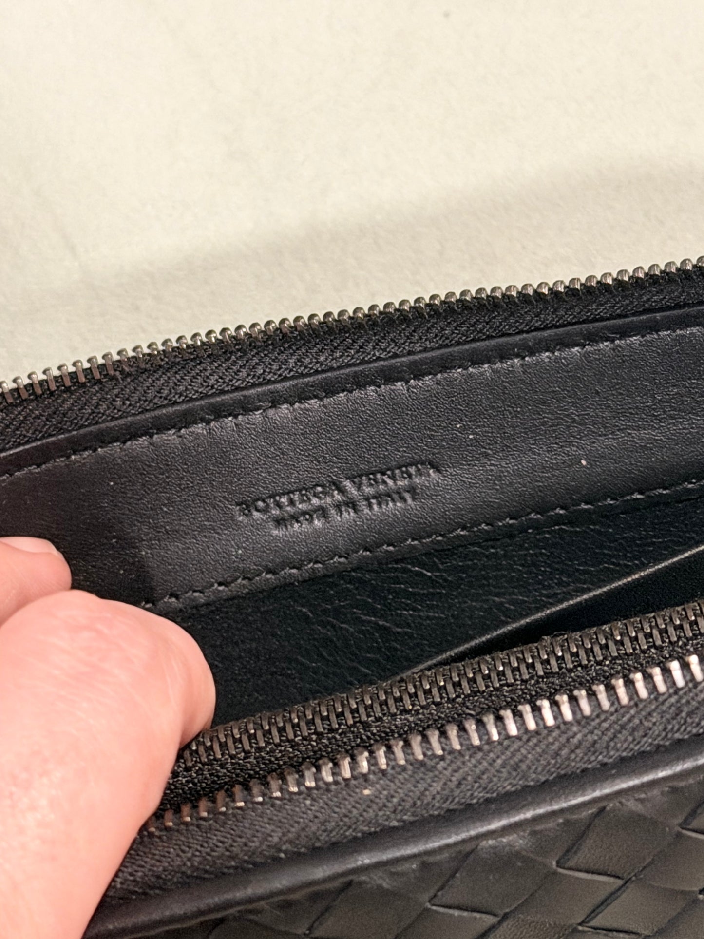 BOTTEGA VENETA BLACK INTRECCIATO LONG ZIPPY WALLET