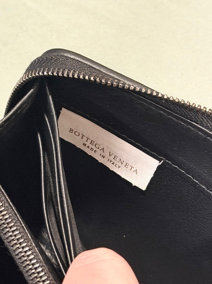 BOTTEGA VENETA BLACK INTRECCIATO LONG ZIPPY WALLET