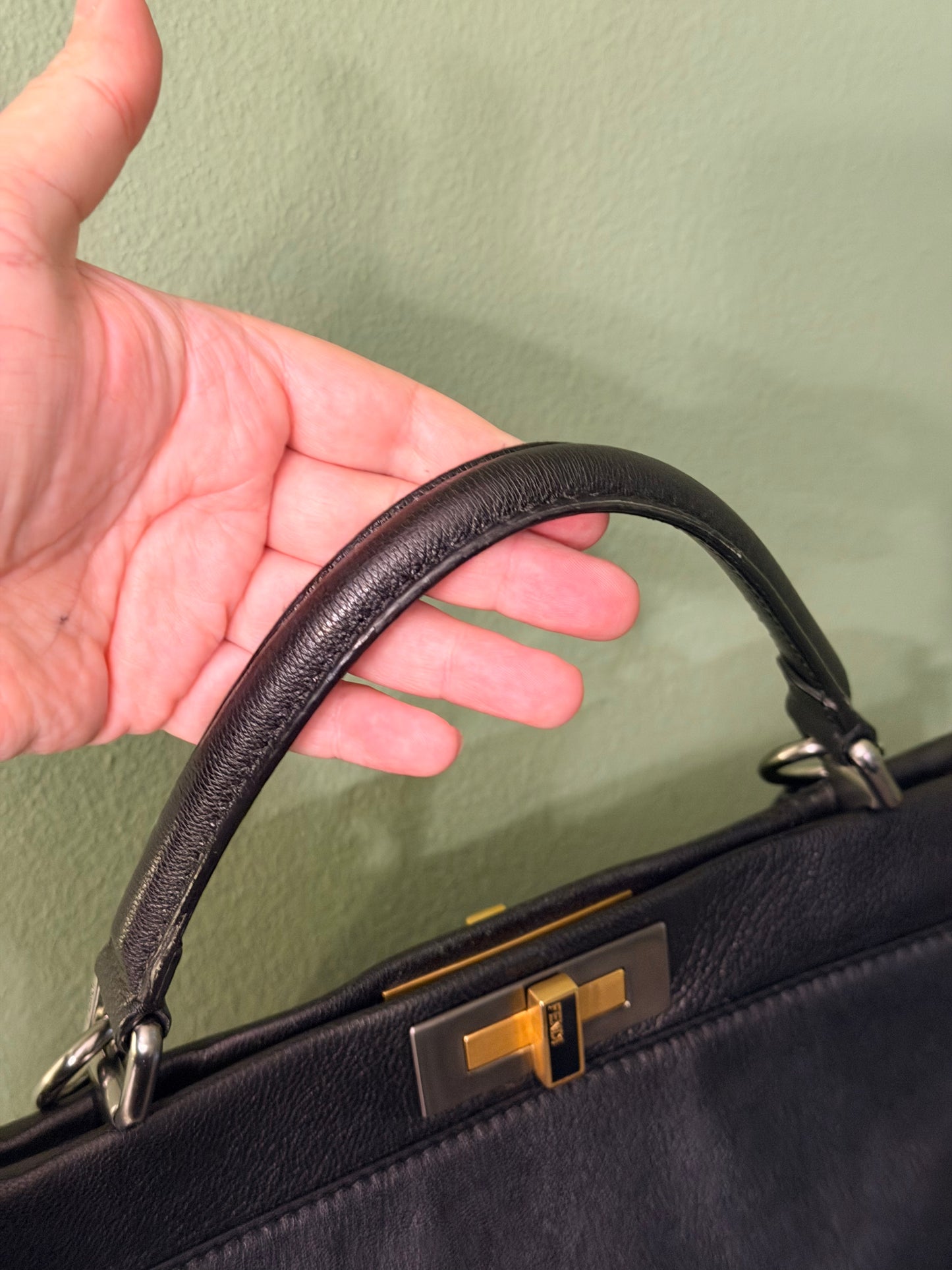 FENDI BLACK LARGE PEEKABOO HANDBAG