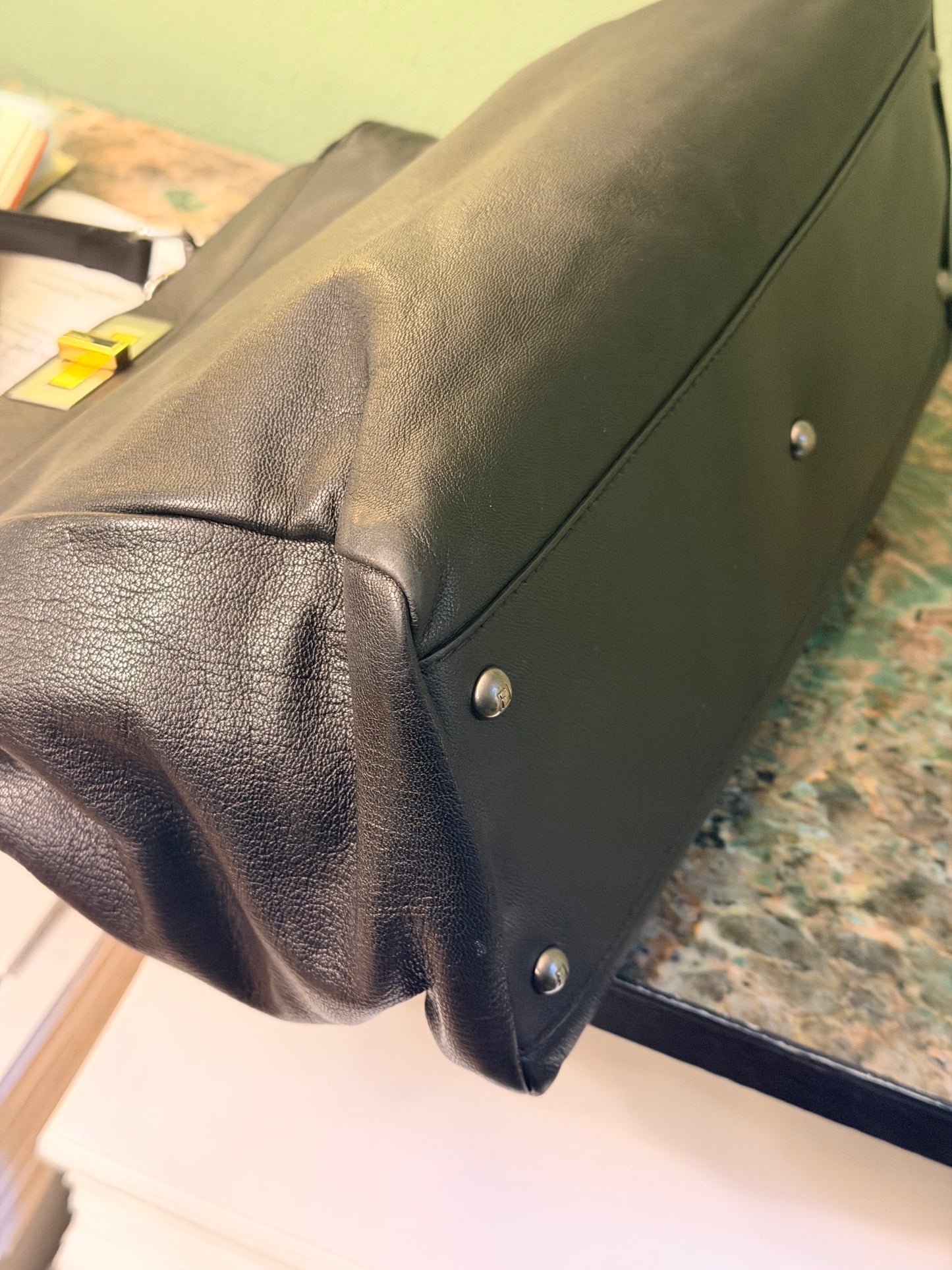 FENDI BLACK LARGE PEEKABOO HANDBAG