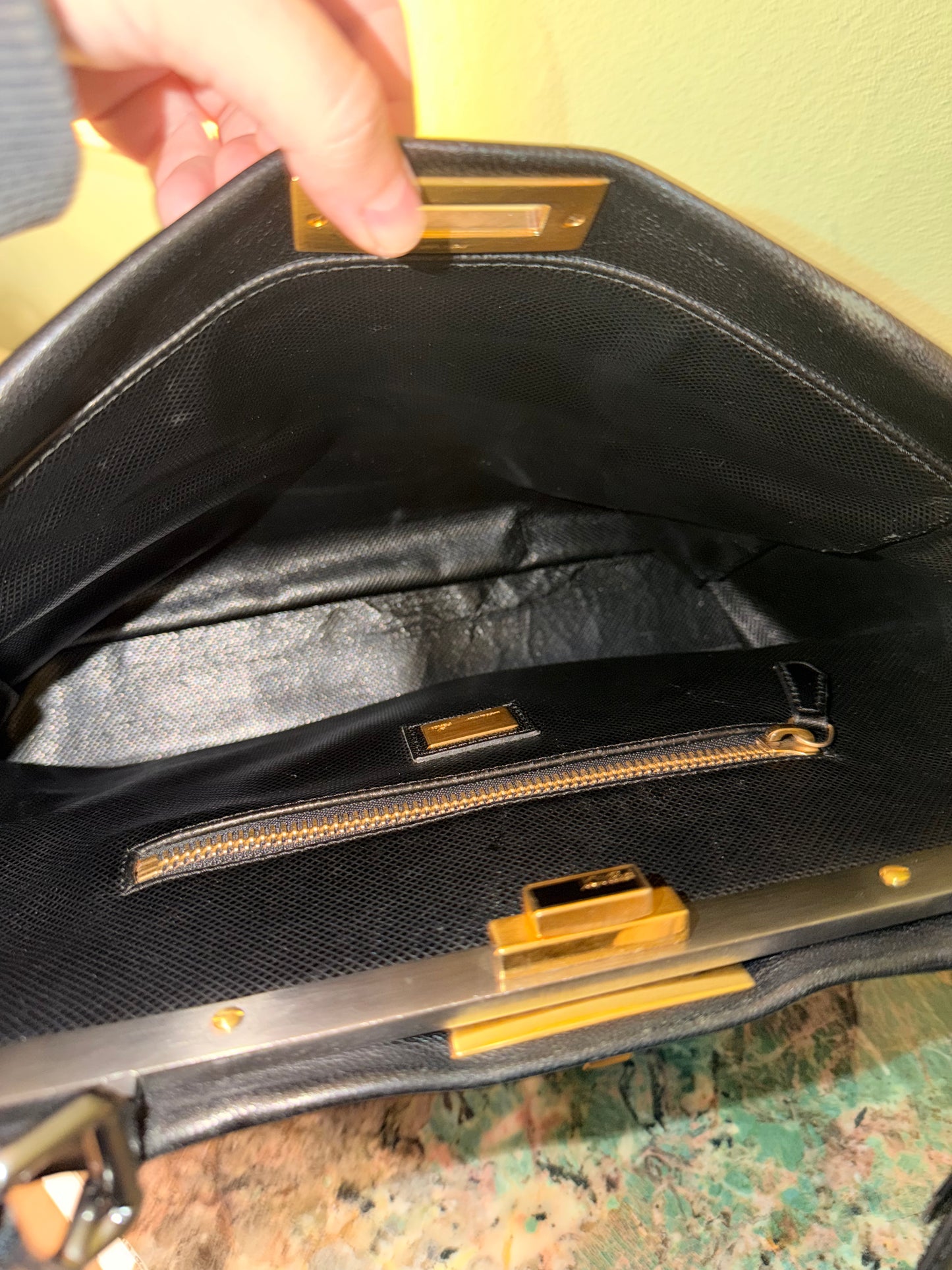 FENDI BLACK LARGE PEEKABOO HANDBAG