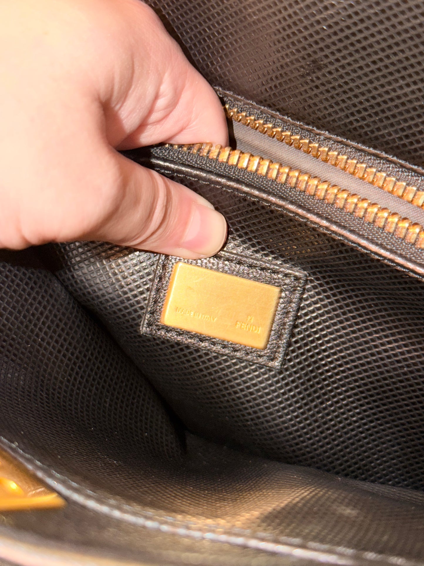 FENDI BLACK LARGE PEEKABOO HANDBAG