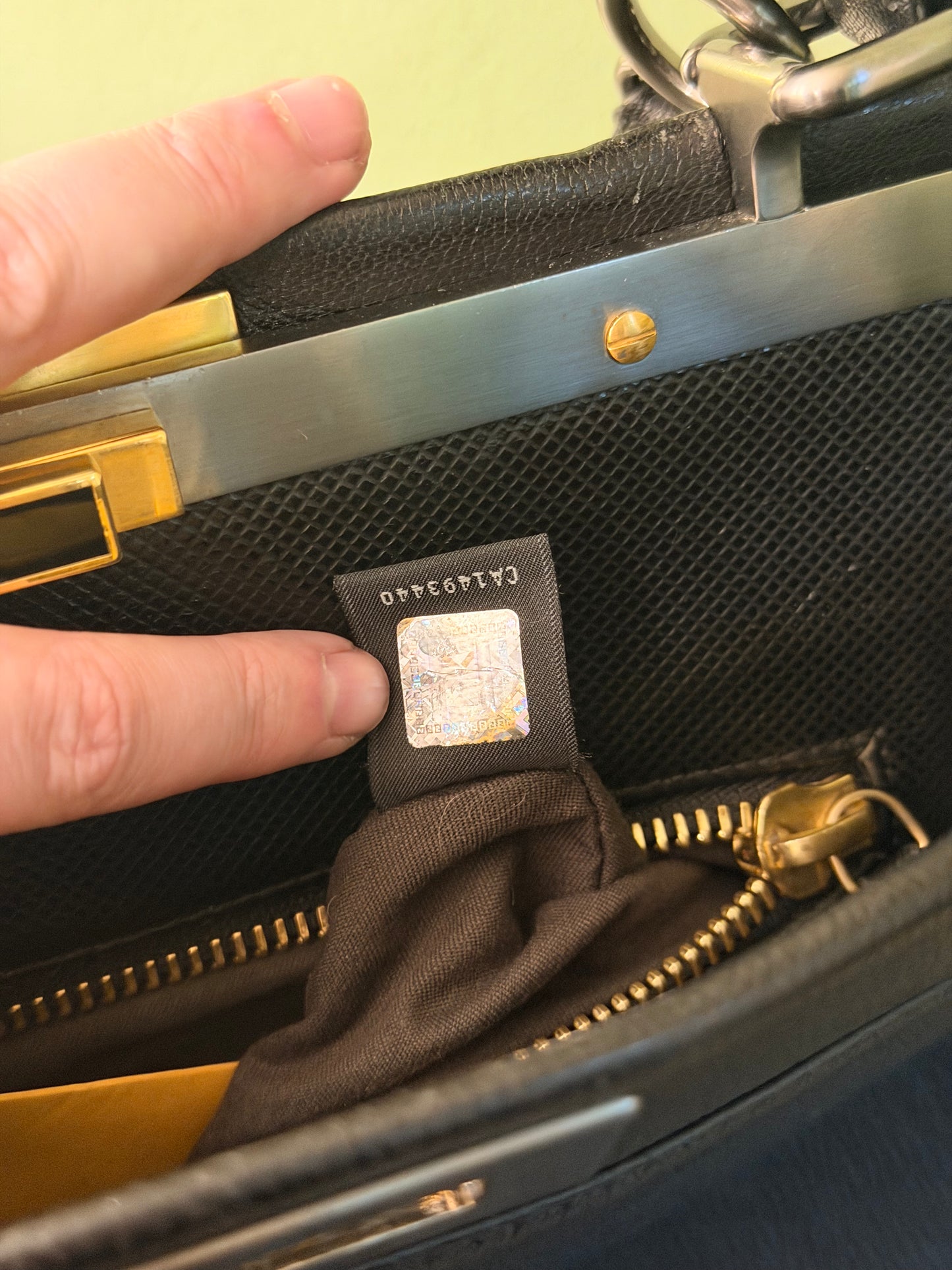 FENDI BLACK LARGE PEEKABOO HANDBAG