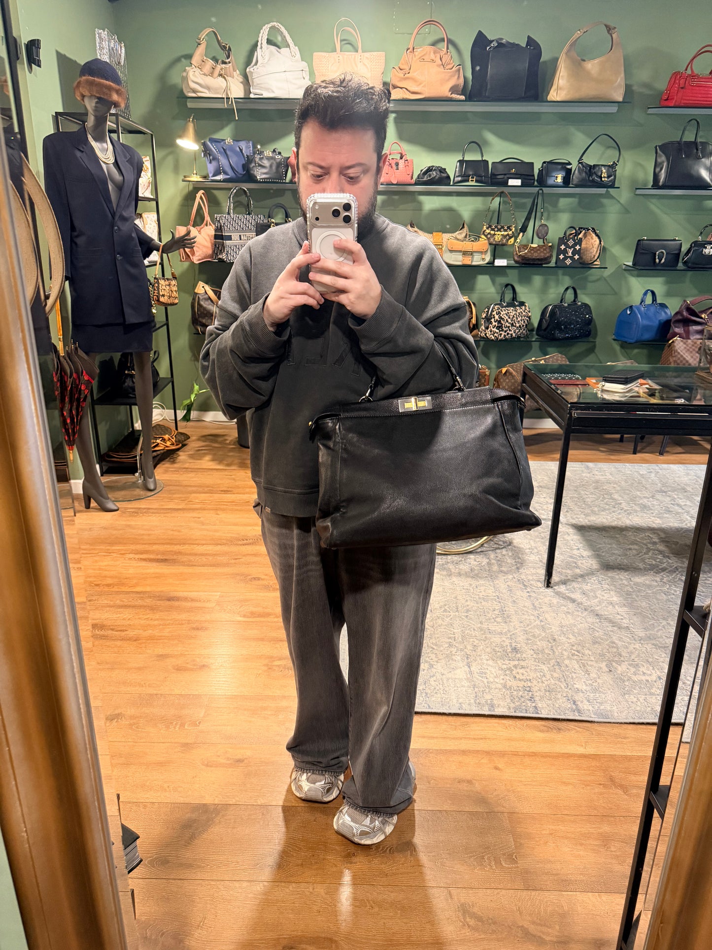 FENDI BLACK LARGE PEEKABOO HANDBAG