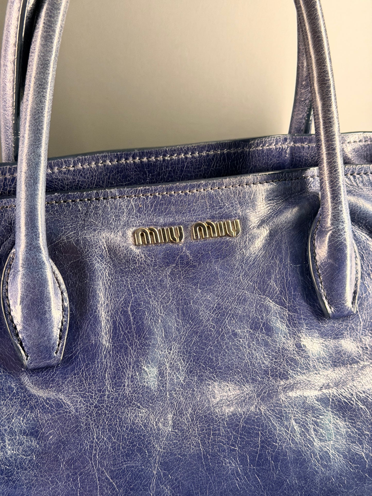 MIU MIU BLUE TWO WAY HANDBAG