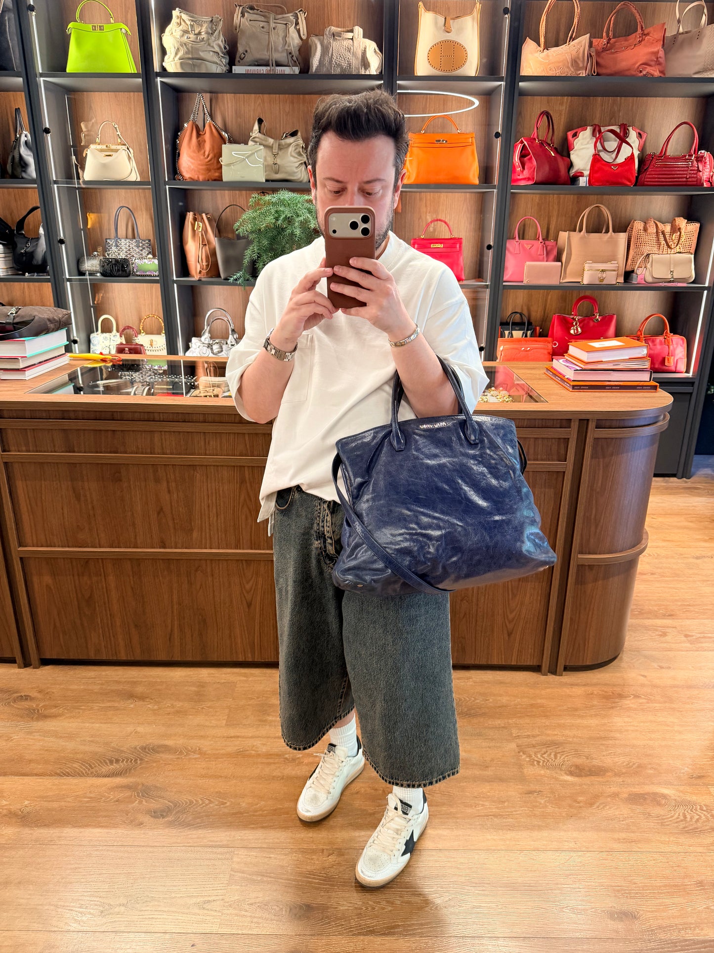MIU MIU BLUE TWO WAY HANDBAG