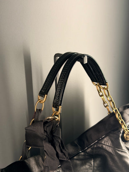 LANVIN BLACK AMALIA TOTE HANDBAG