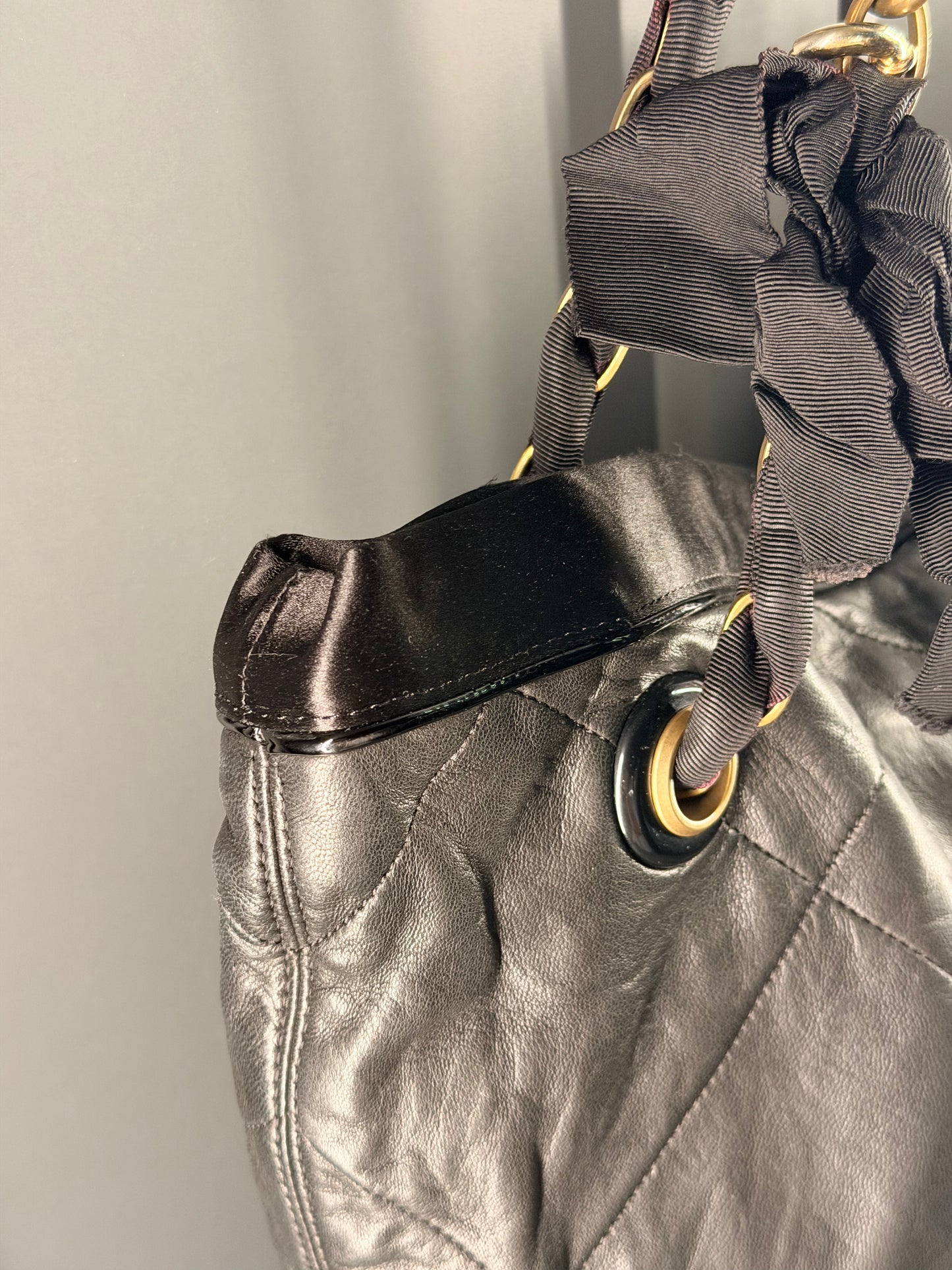 LANVIN BLACK AMALIA TOTE HANDBAG