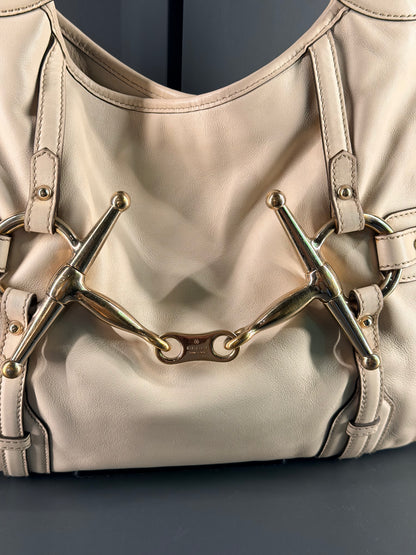 GUCCI BY FRIDA CREAM 85th ANNIVERSARY HORSEBIT HOBO BAG