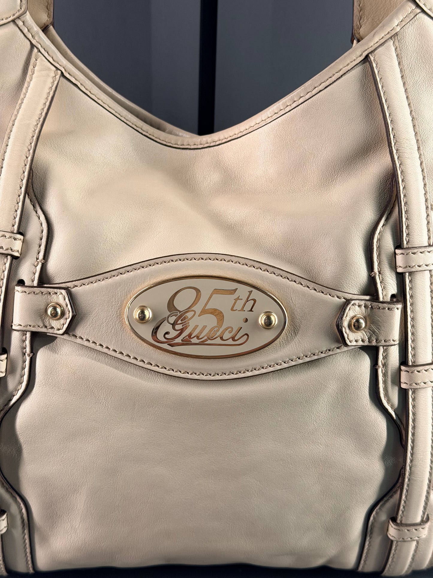 GUCCI BY FRIDA CREAM 85th ANNIVERSARY HORSEBIT HOBO BAG