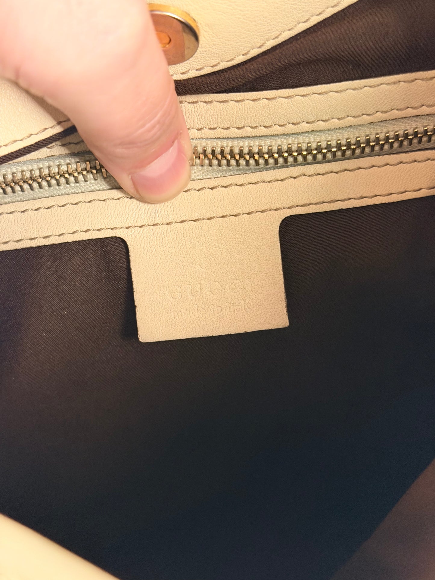 GUCCI BY FRIDA CREAM 85th ANNIVERSARY HORSEBIT HOBO BAG