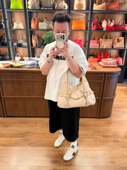 GUCCI BY FRIDA CREAM 85th ANNIVERSARY HORSEBIT HOBO BAG