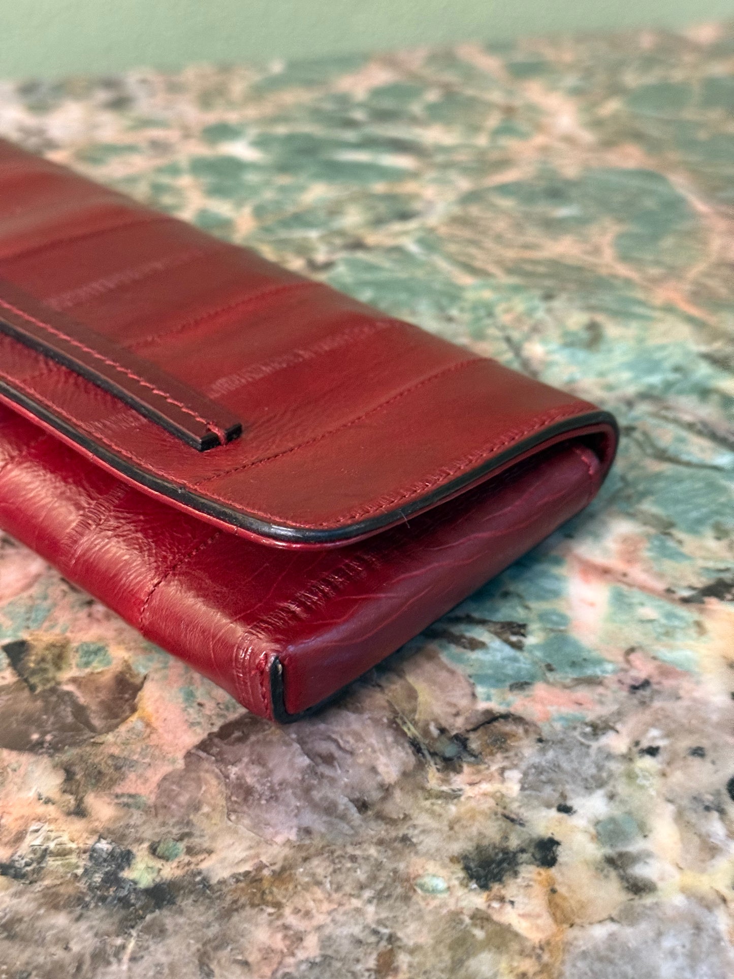 GUCCI RED EEL LONG CLUTCH