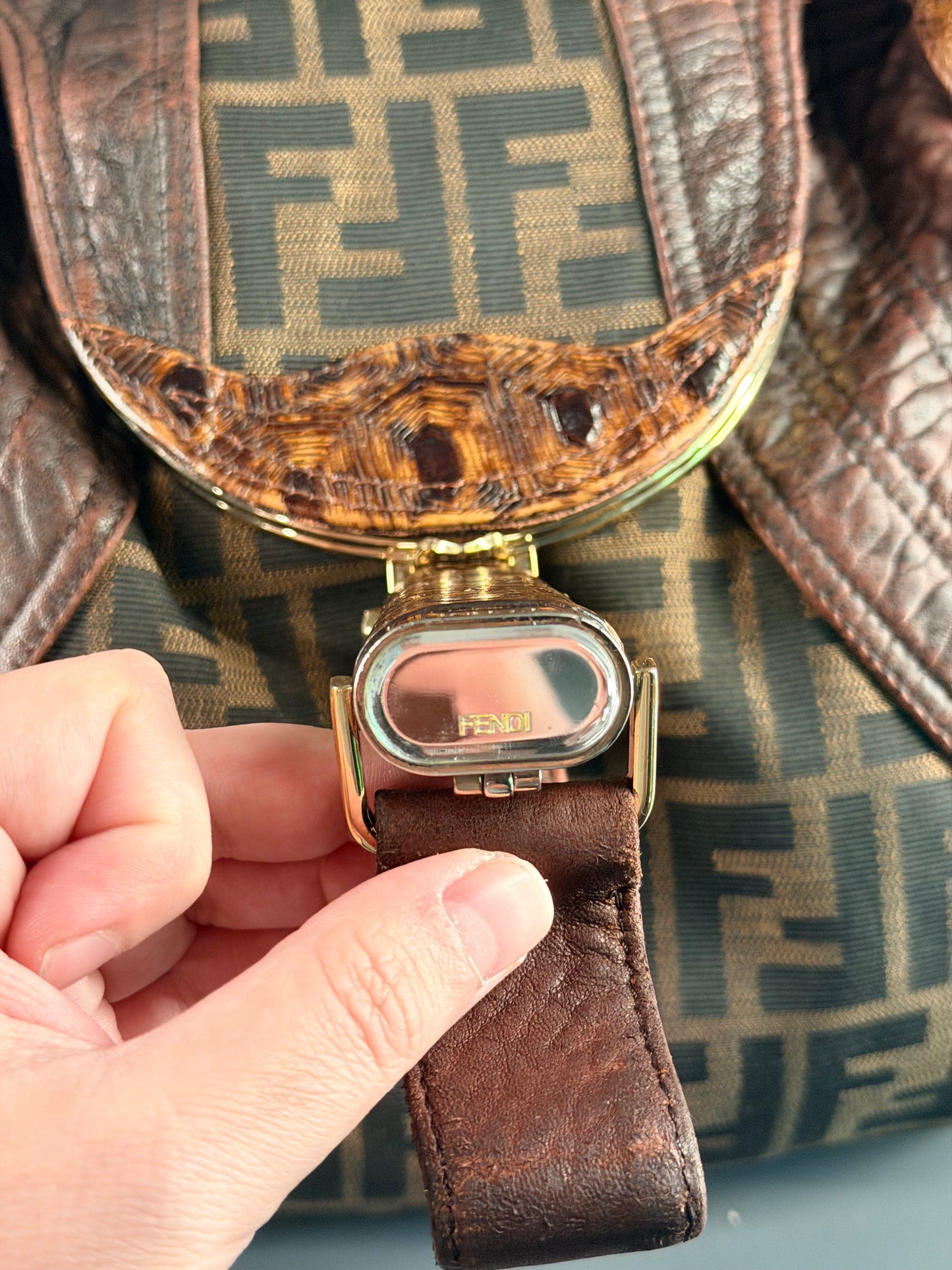 FENDI ZUCCA LARGE SPY HANDBAG