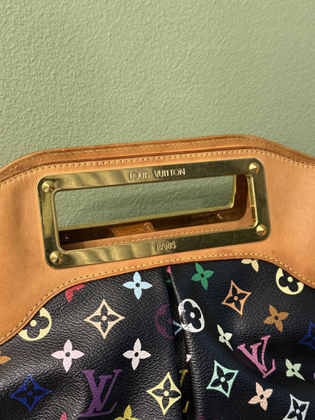 TAKASHI MURAKAMI X LOUIS VUITTON BLACK MULTICOLOR JUDY MM SHOULDER BAG