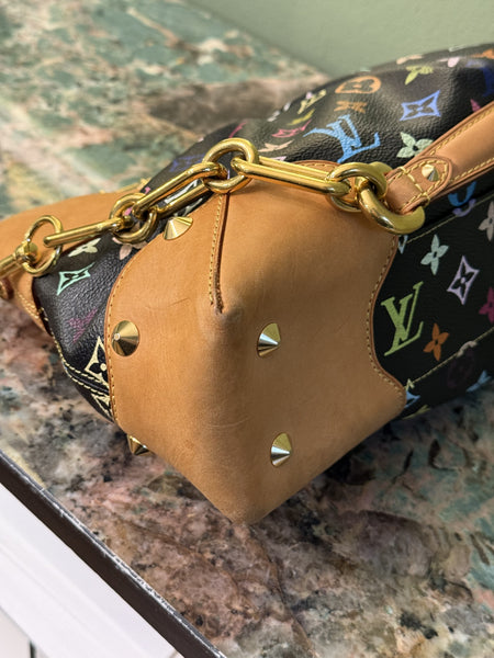 TAKASHI MURAKAMI X LOUIS VUITTON BLACK MULTICOLOR JUDY MM SHOULDER BAG