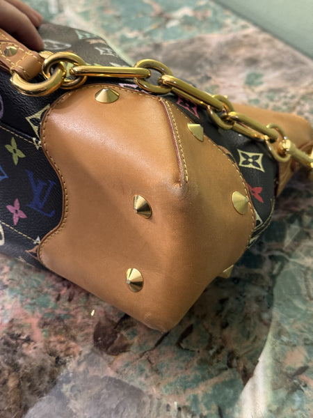 TAKASHI MURAKAMI X LOUIS VUITTON BLACK MULTICOLOR JUDY MM SHOULDER BAG