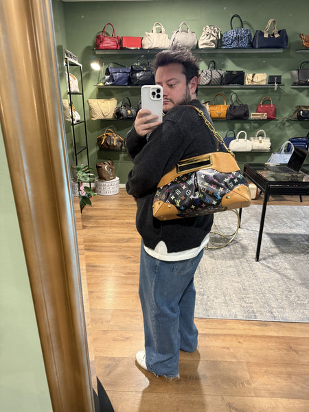 TAKASHI MURAKAMI X LOUIS VUITTON BLACK MULTICOLOR JUDY MM SHOULDER BAG