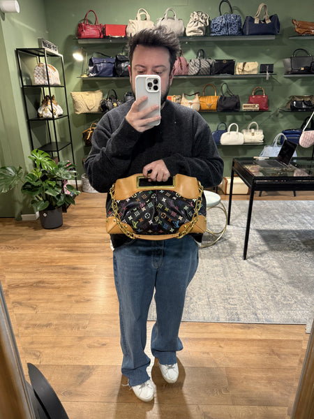 TAKASHI MURAKAMI X LOUIS VUITTON BLACK MULTICOLOR JUDY MM SHOULDER BAG