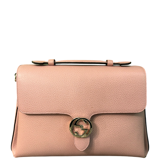 GUCCI LARGE PINK INTERLOCKING SHOULDER BAG