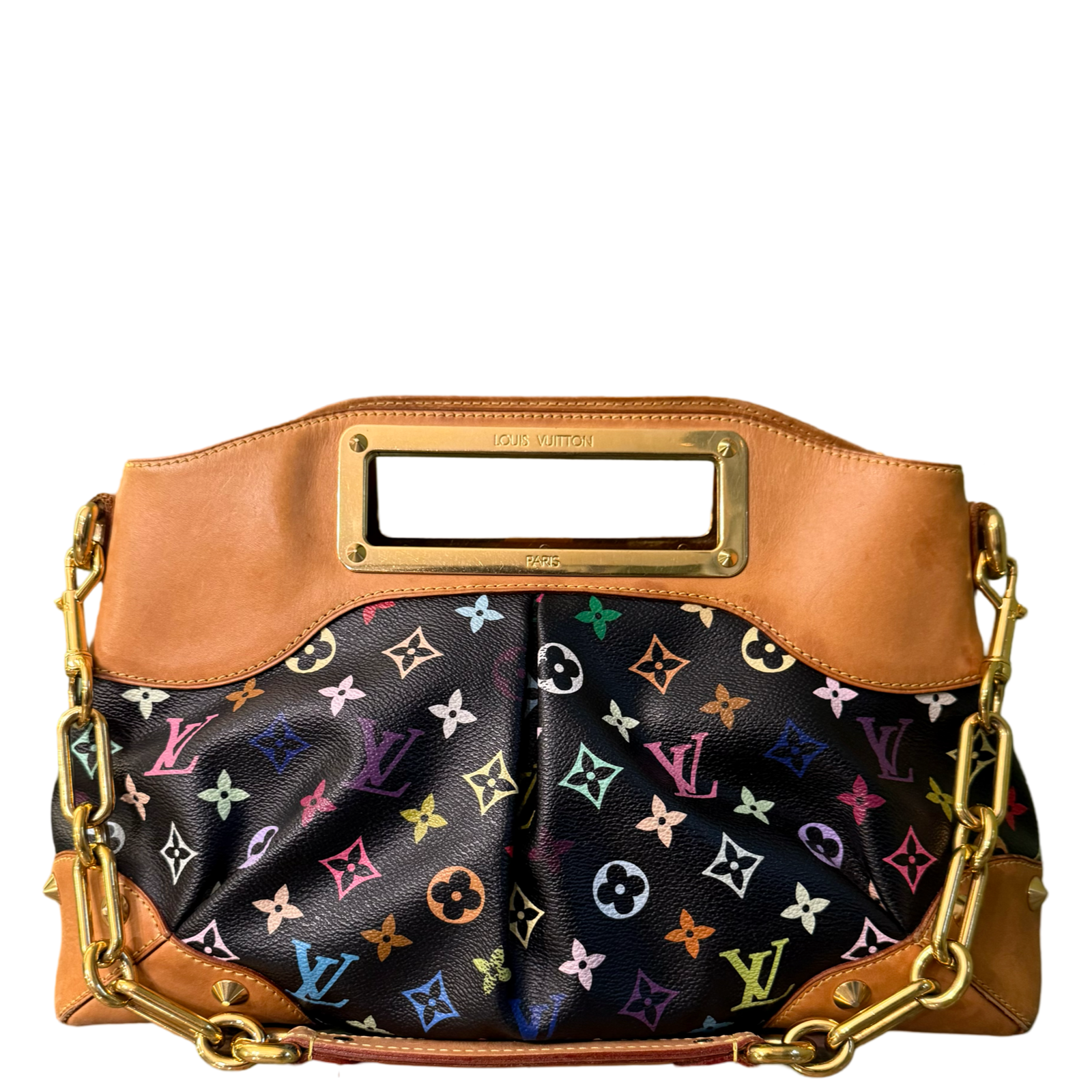 TAKASHI MURAKAMI X LOUIS VUITTON BLACK MULTICOLOR JUDY MM SHOULDER BAG